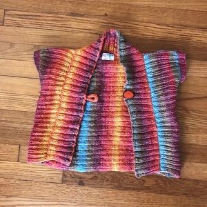 Hand knit stretchy cropped rainbow vest